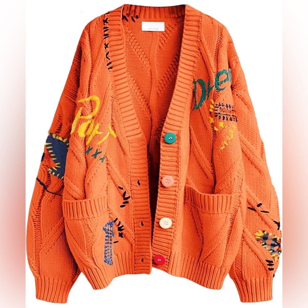 Y2K Granny Patchwork Cardigan Sweater Oversized L NWOT
